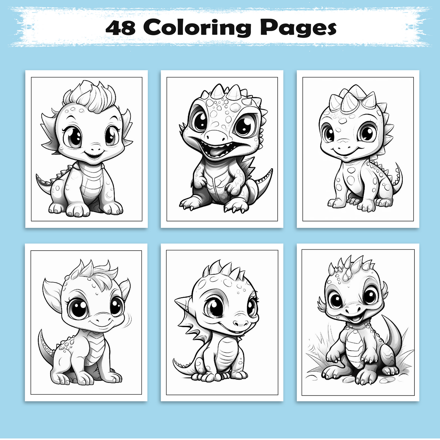 Jurassic Joy Coloring Pages – 48 Fun, Happy, Prehistoric Adventures – For Kids