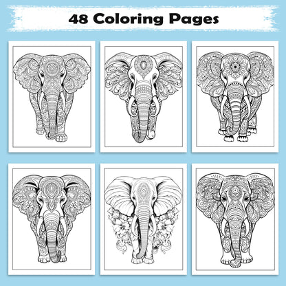 Mystic Elephants Coloring Pages – 48 Mandala-Inspired Designs for Adults