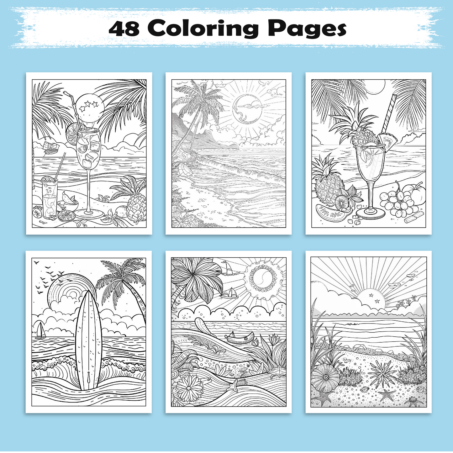 Aloha Serenity Hawaii Coloring Pages – 48 Scenic Ocean Views for Adults