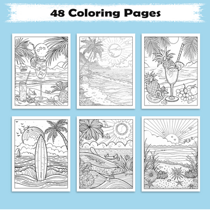 Aloha Serenity Hawaii Coloring Pages – 48 Scenic Ocean Views for Adults