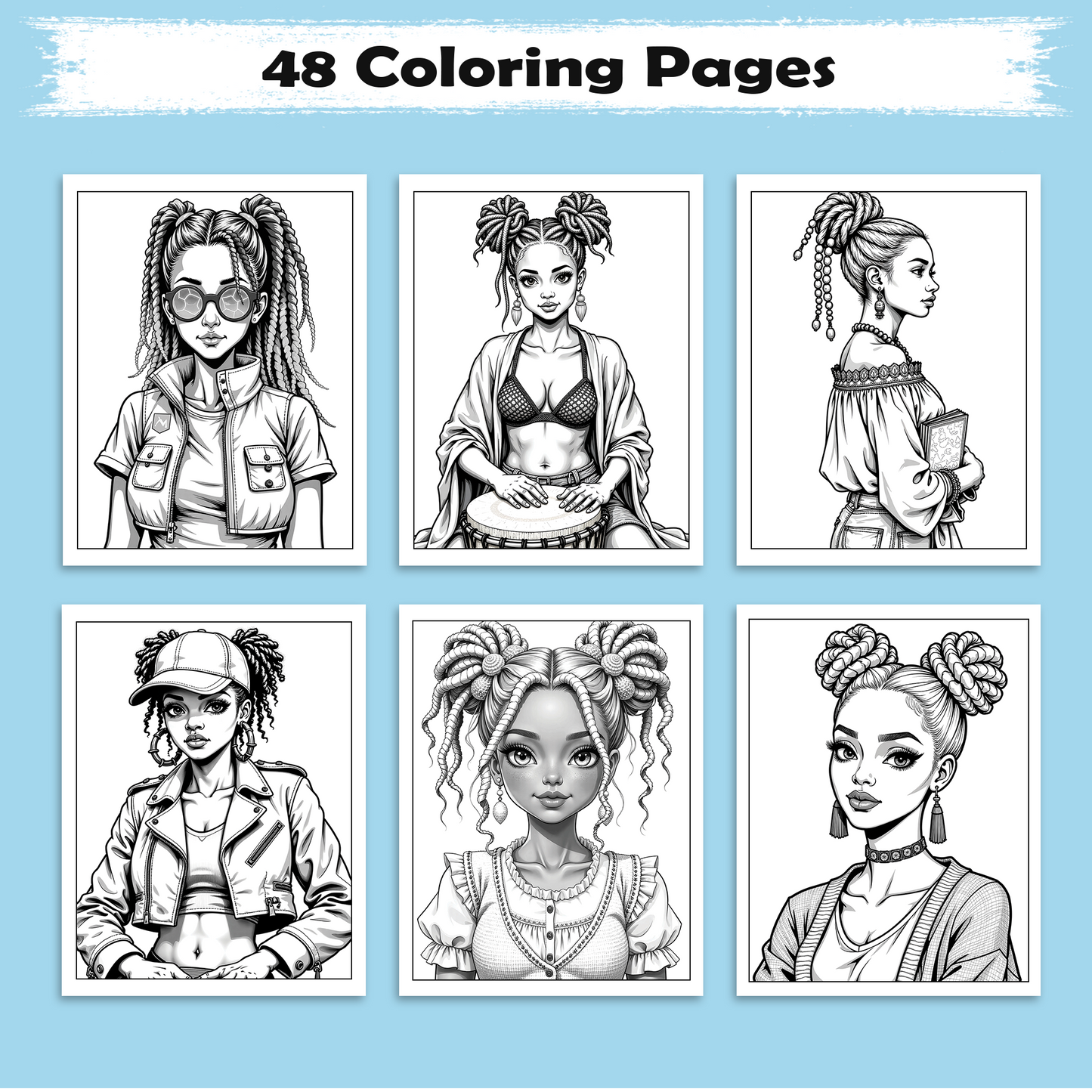 Urban Queens – Black Girls Coloring Pages – 48 Pages – Cool, Stylish, Confident – For Adults