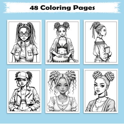 Urban Queens – Black Girls Coloring Pages – 48 Pages – Cool, Stylish, Confident – For Adults