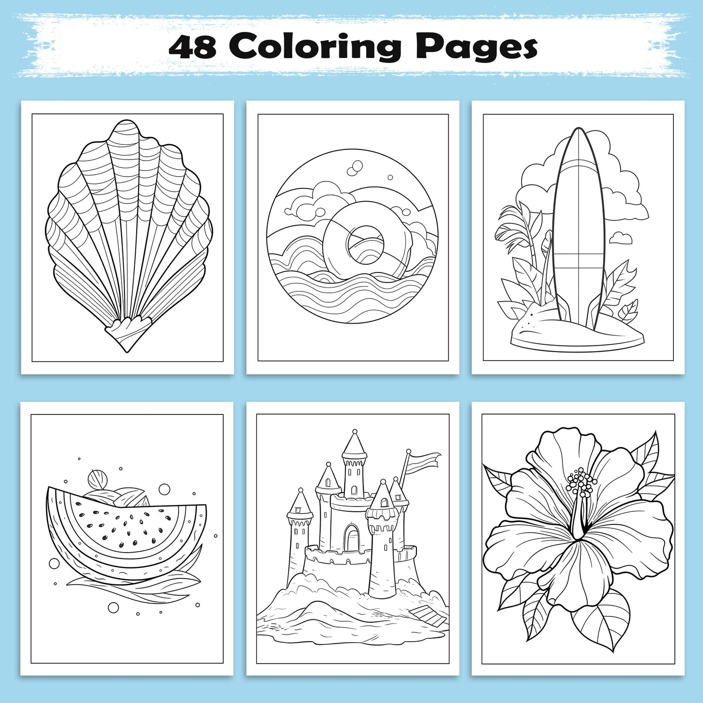 Island Fun – Hawaii Coloring Pages – 48 Tropical Summer Scenes for Kids