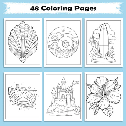 Island Fun – Hawaii Coloring Pages – 48 Tropical Summer Scenes for Kids