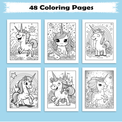 Rainbow Gallop Coloring Pages – 48 Magical Creatures & Scenes – for Kids