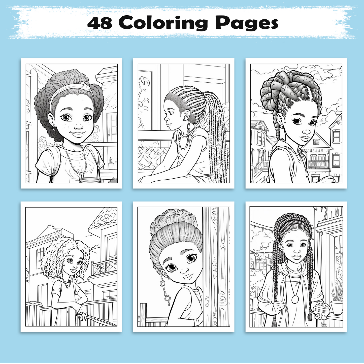 Melanin Magic – Black Girls Coloring Pages – 48 Pages – Bold, Graceful, Natural Beauty – For Adults