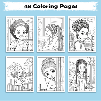 Melanin Magic – Black Girls Coloring Pages – 48 Pages – Bold, Graceful, Natural Beauty – For Adults