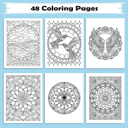 Sacred Window Mandalas – Stained Glass Mandala Coloring Pages – 48 Pages – Bold, Geometric, Radiant Patterns – For Adults
