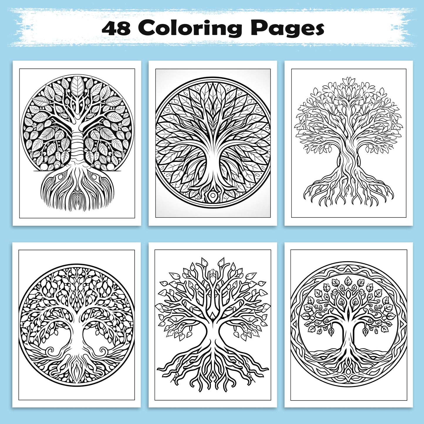 Divine Tree Mandalas Coloring Pages – 48 Spiritual and Nature Mandalas for Adults