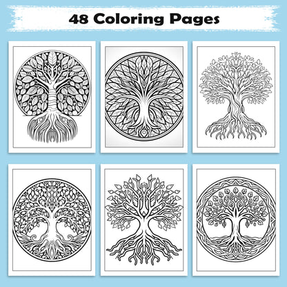 Divine Tree Mandalas Coloring Pages – 48 Spiritual and Nature Mandalas for Adults