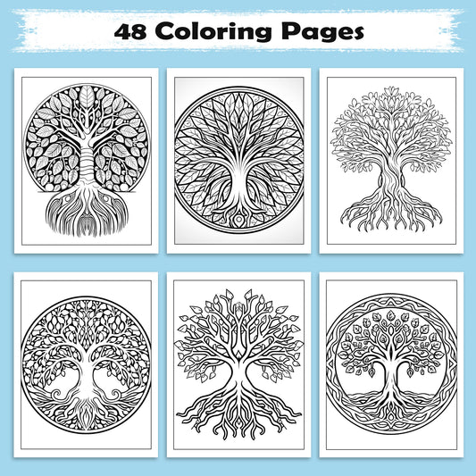 Divine Tree Mandalas Coloring Pages – 48 Spiritual and Nature Mandalas for Adults