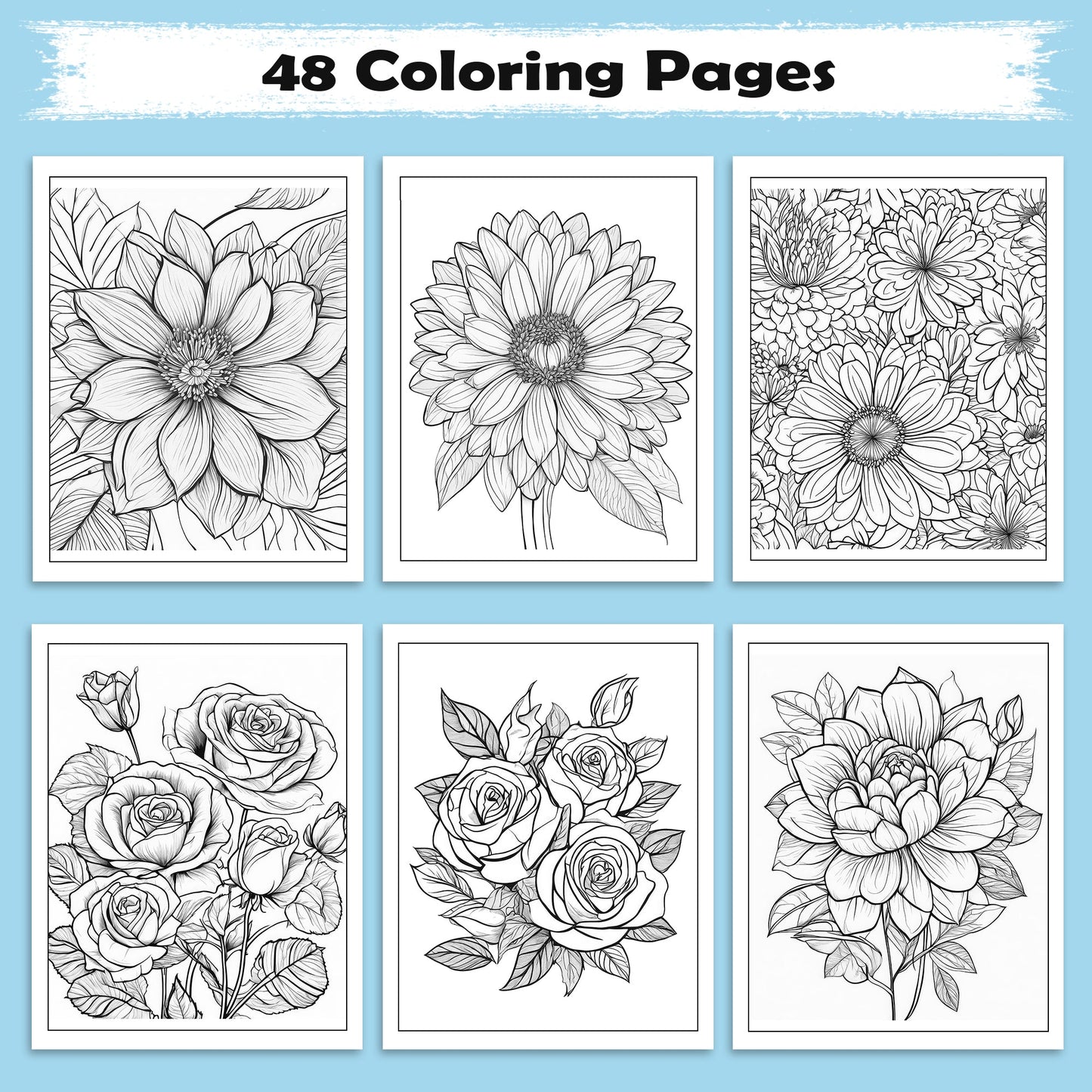 Botanical Bloom Mandala Coloring Pages – 48 Elegant Floral Designs for Adults