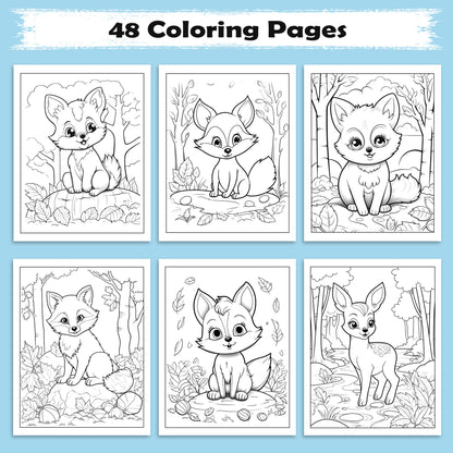 Woodland Wonders Coloring Pages – 48 Pages – Fun Autumn Designs – For Kids