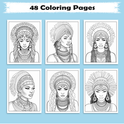 Crowned in Culture –Black Girls Coloring Pages – 48 Pages – Black Girl Magic, Regal Braids, and Cultural Beauty for Kids