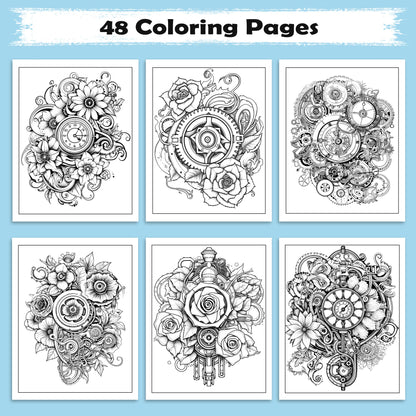 Gears of Time Coloring Pages – 48 Industrial-Themed Mandalas for Adults