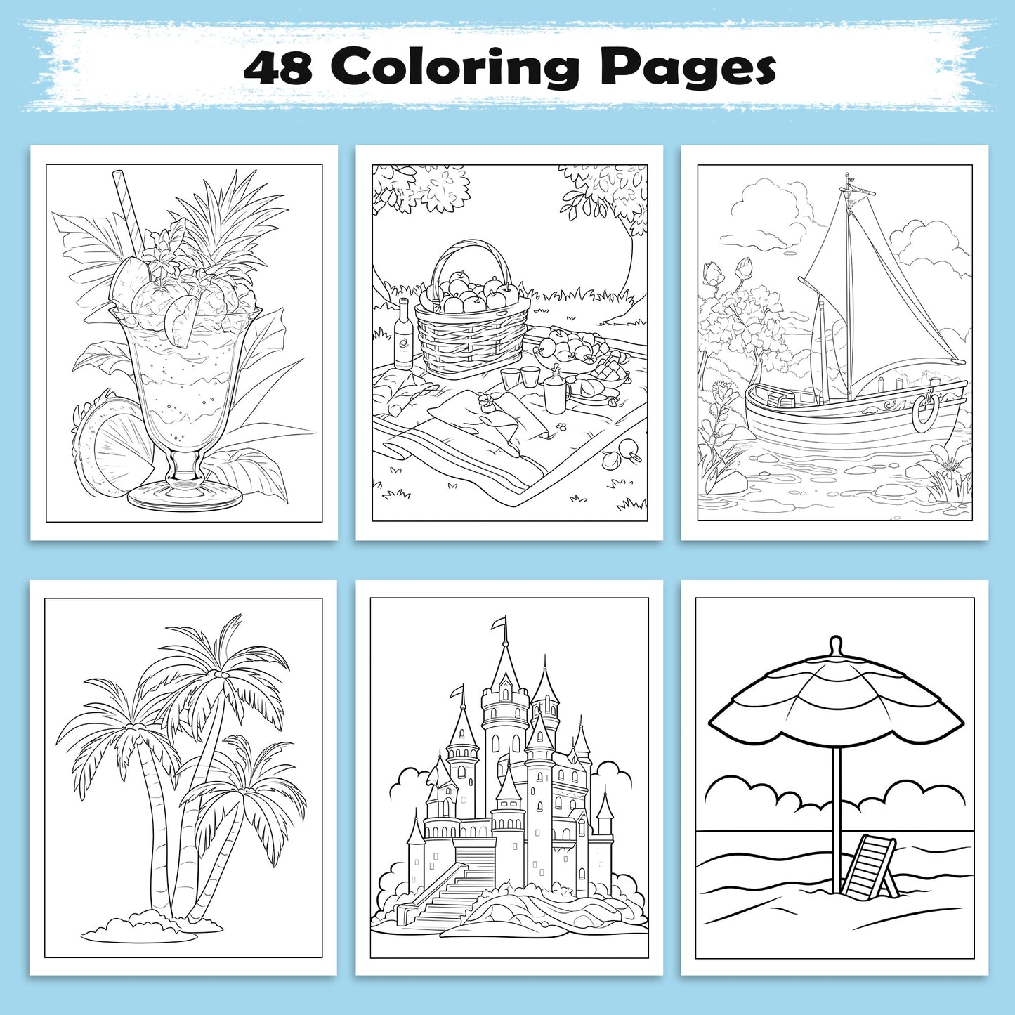 Hawaiian Joy Coloring Pages – 48 Fun Tropical Scenes for Kids