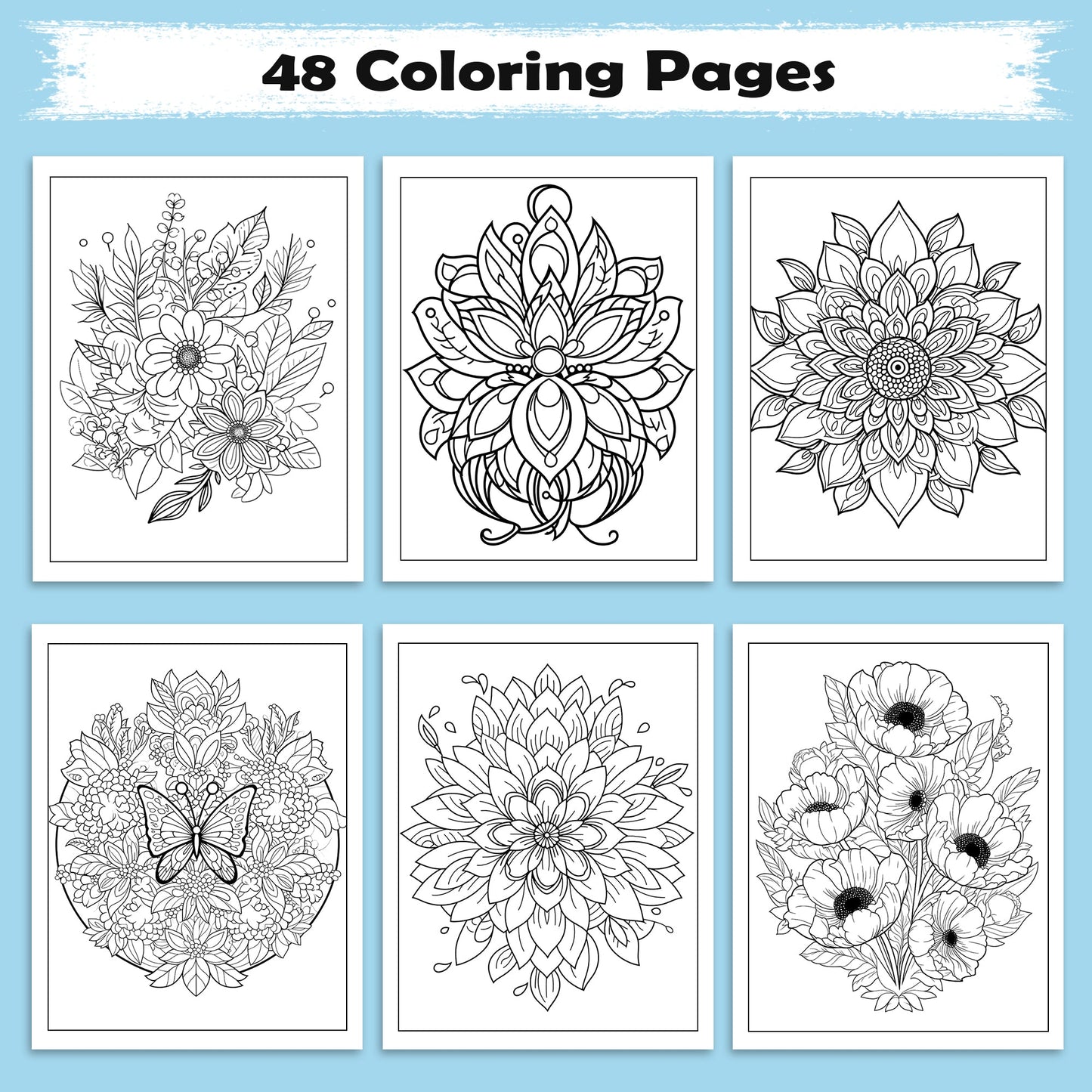 Spring Mandala Bloom Coloring Pages – 48 Pages – Beautiful Floral Circles for Adults