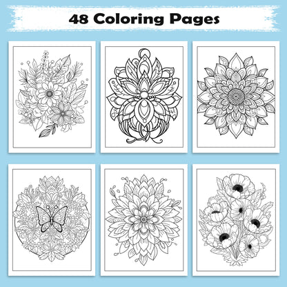 Spring Mandala Bloom Coloring Pages – 48 Pages – Beautiful Floral Circles for Adults
