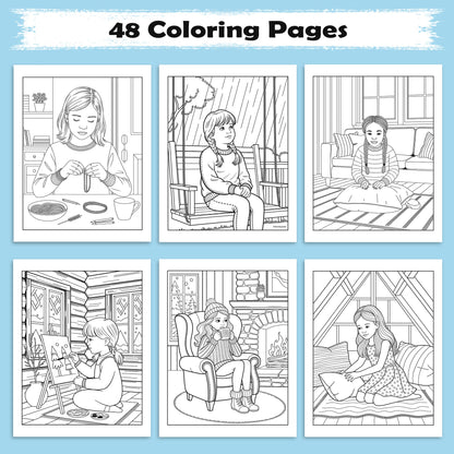 Soft Moments Coloring Pages – 48 Cozy Girl Vibes for Adults