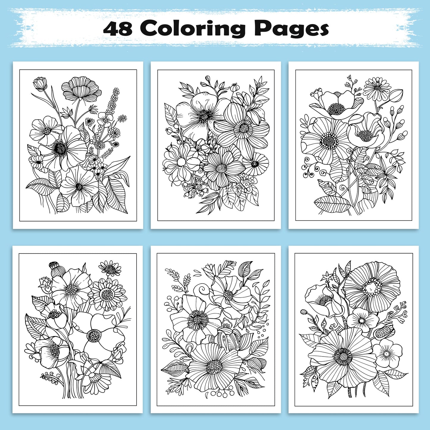 Floral Serenity Mandala Coloring Pages – 48 Relaxing Flower Designs for Adults
