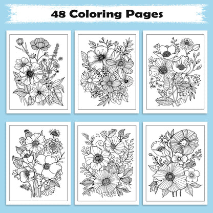 Floral Serenity Mandala Coloring Pages – 48 Relaxing Flower Designs for Adults
