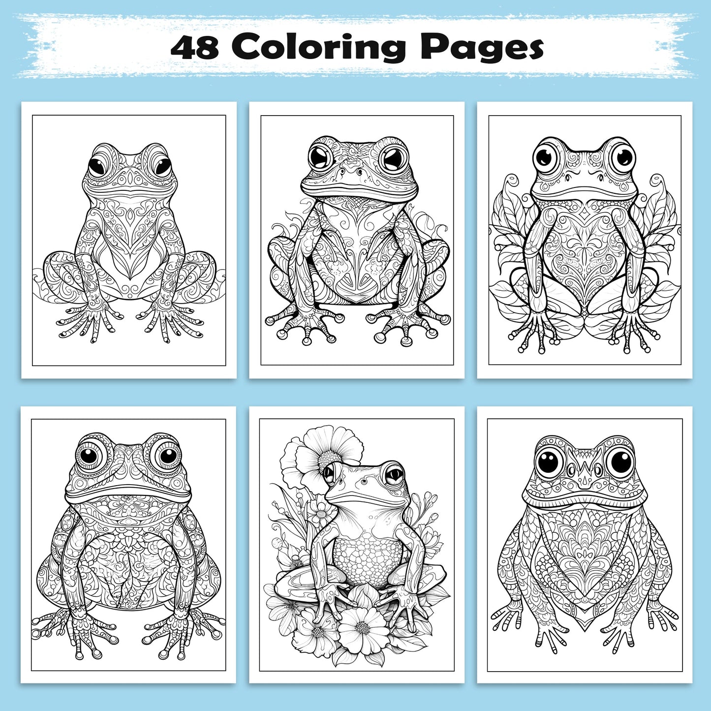 Elegant Frog Mandalas – 48 Intricate Coloring Pages for Adults