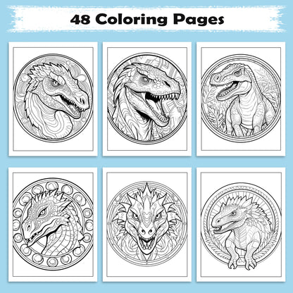 Prehistoric Mandalas Coloring Pages – 48 Intricate Dinosaur Designs for Adults