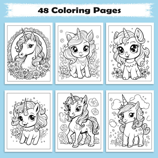 Blossom Unicorn Dreams – Unicorn Coloring Pages – 48 Pages – Floral Manes, Garden Scenes, and Graceful Magic – For Kids