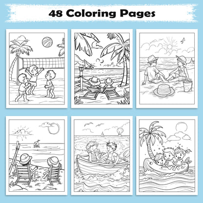 Hawaii Summer Fun Coloring Pages – 48 Beach Activities and Island Adventures for Kids