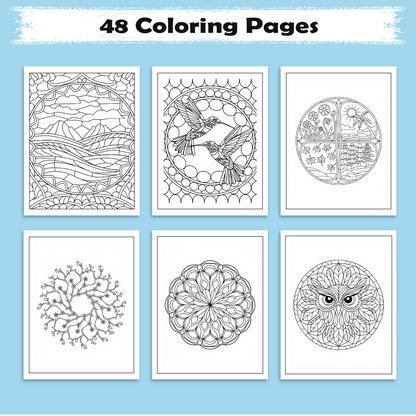 Nature Mandala Reflections Coloring Pages – 48 Intricate Designs for Adults