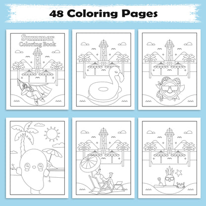 Hawaii Chill Time Coloring Pages – 48 Summer Beach Scenes for Kids
