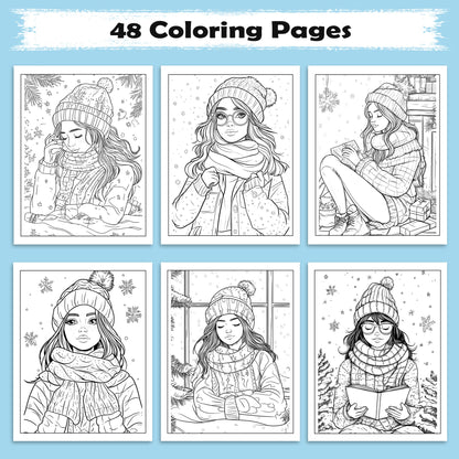 Whimsical Cozy Girl Coloring Pages – 48 Calm & Pretty Designs for Adults