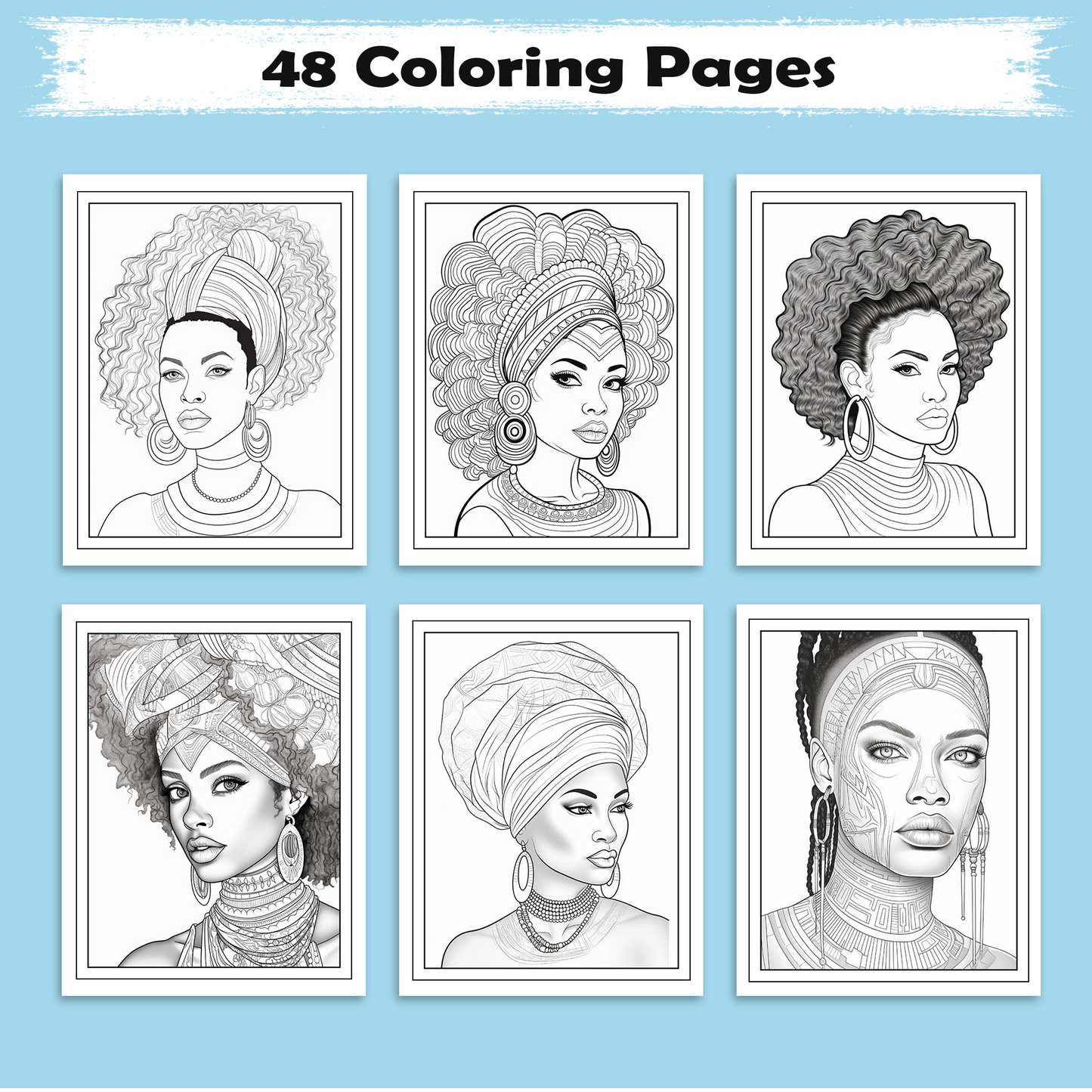Braided Grace – Black Girls Coloring Pages – 48 Pages – Afrocentric Fashion & Hairstyles for Adults