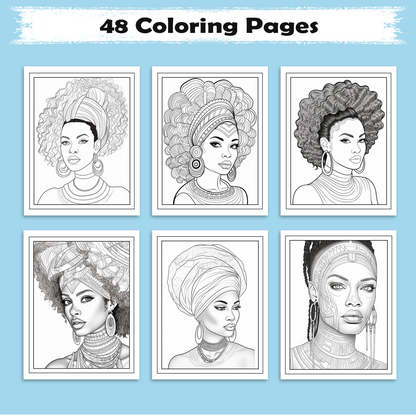 Braided Grace – Black Girls Coloring Pages – 48 Pages – Afrocentric Fashion & Hairstyles for Adults