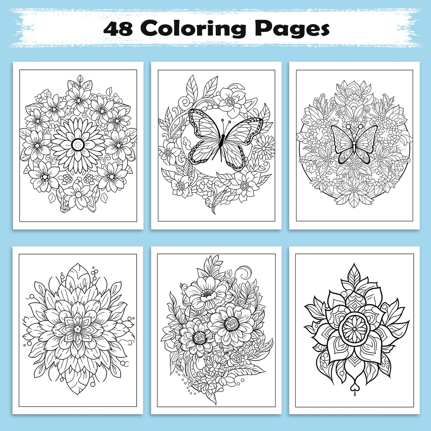 Mandala of Spring Nature Coloring Pages – 48 Pages – Botanical Mandalas, Fresh Spring Designs – For Adults