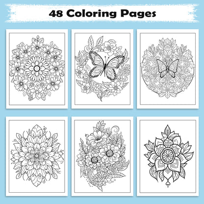 Mandala of Spring Nature Coloring Pages – 48 Pages – Botanical Mandalas, Fresh Spring Designs – For Adults
