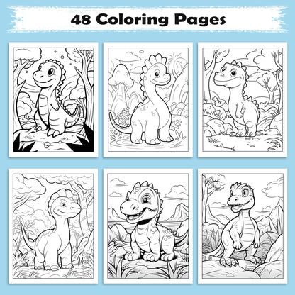 Jurassic Smiles – Friendly Dino Coloring Pages – 48 Pages – Cute Prehistoric Designs – For Kids