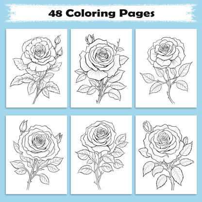 Floral Bliss Coloring Pages – 48 Elegant Botanical Designs for Adults
