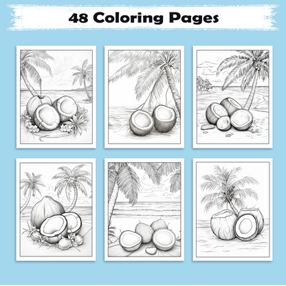 Coconut Dreams Hawaii Coloring Pages – 48 Tropical Beach Scenes for Adults
