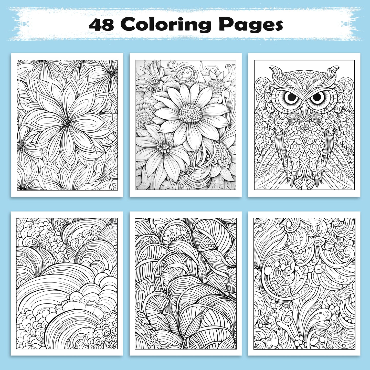 Floral Mandala Dreams Coloring Pages – 48 Flower Designs for Adults