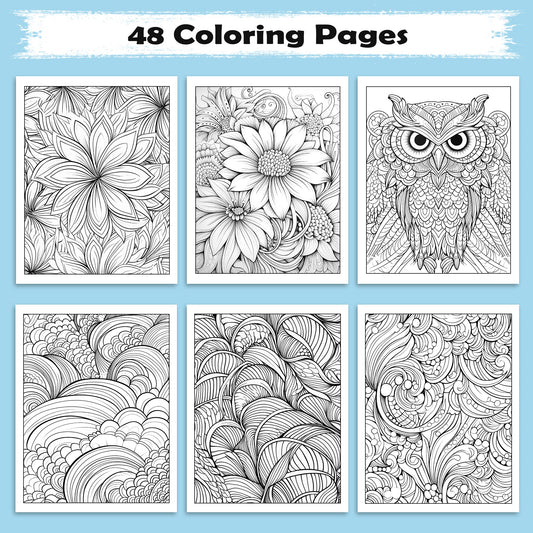 Floral Mandala Dreams Coloring Pages – 48 Flower Designs for Adults