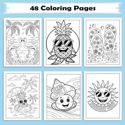 Aloha Adventures Coloring Pages – 48 Cute Beach & Ocean Scenes for Kids