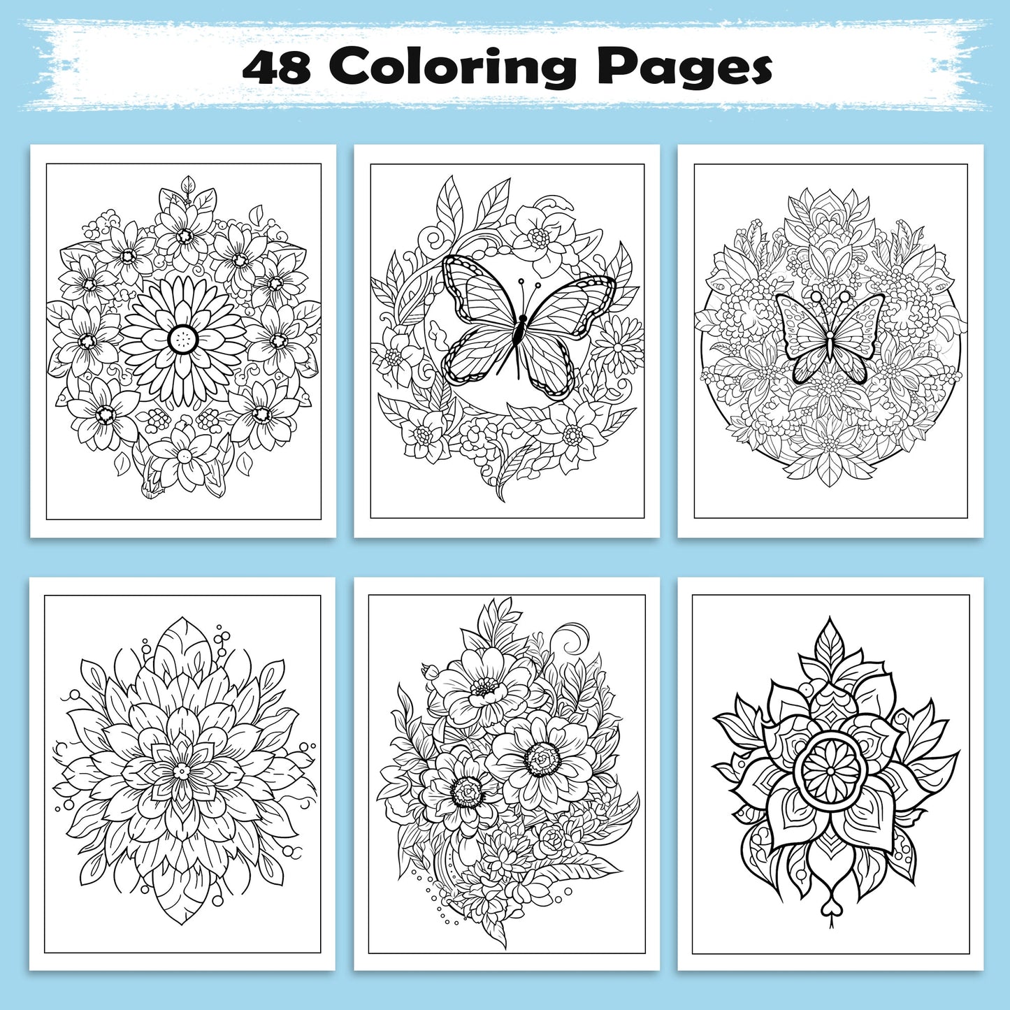 Blooming Mandala Garden Coloring Pages – 48 Floral Designs for Adults