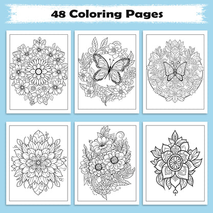 Blooming Mandala Garden Coloring Pages – 48 Floral Designs for Adults