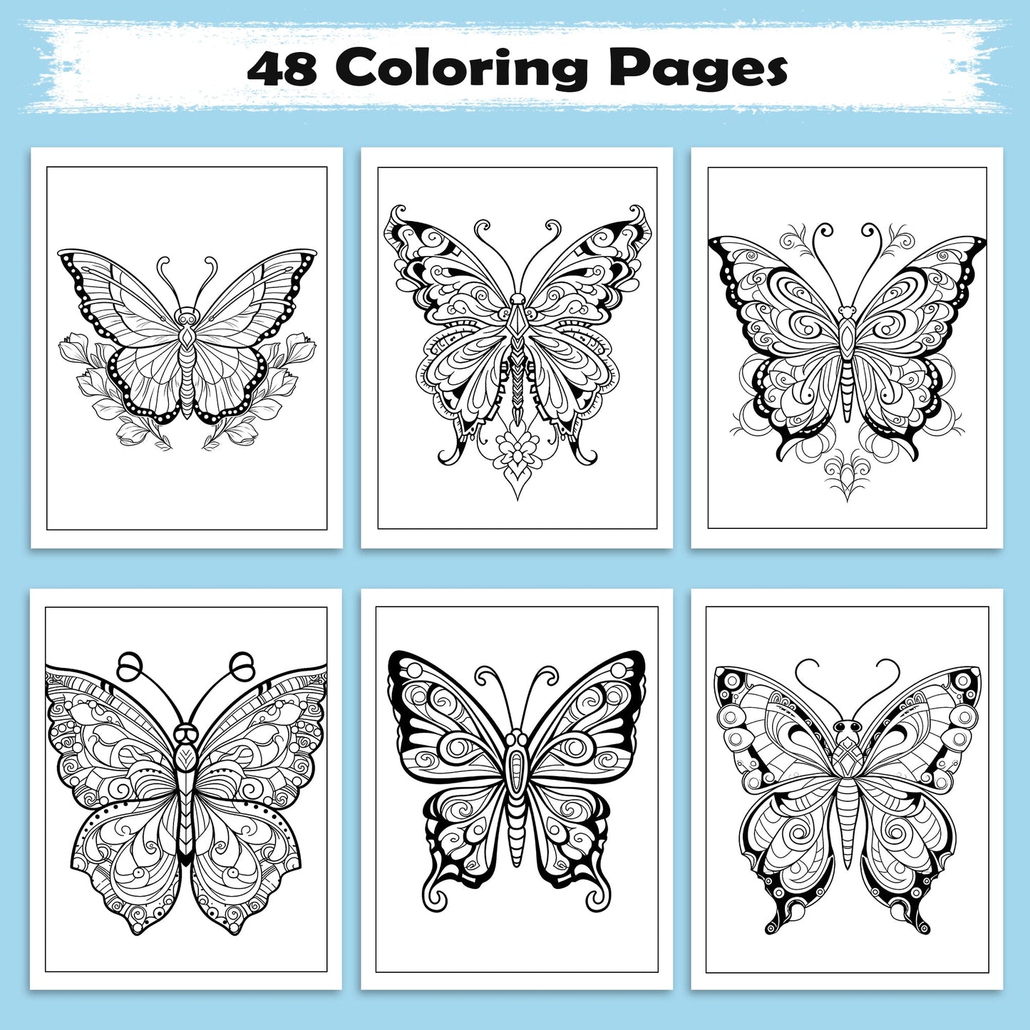 Butterfly Mandala Dreams Coloring Pages – 48 Elegant Nature-Inspired Designs for Adults