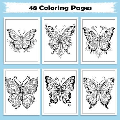 Butterfly Mandala Dreams Coloring Pages – 48 Elegant Nature-Inspired Designs for Adults
