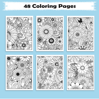 Mandala Bloom Garden Coloring Pages – 48 Floral Mandala Designs for Adults