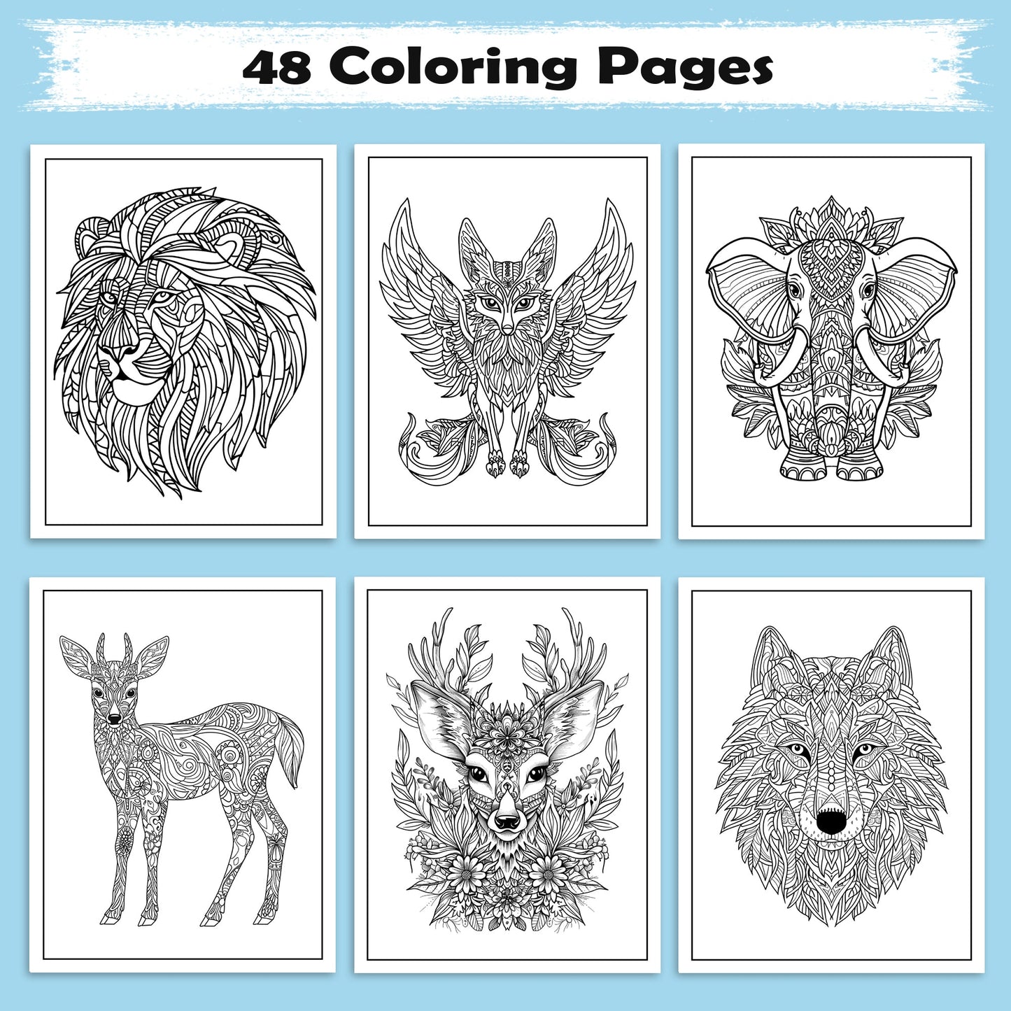 Wild Spirit Mandalas Coloring Pages – 48 Animal-Inspired Patterns for Adults