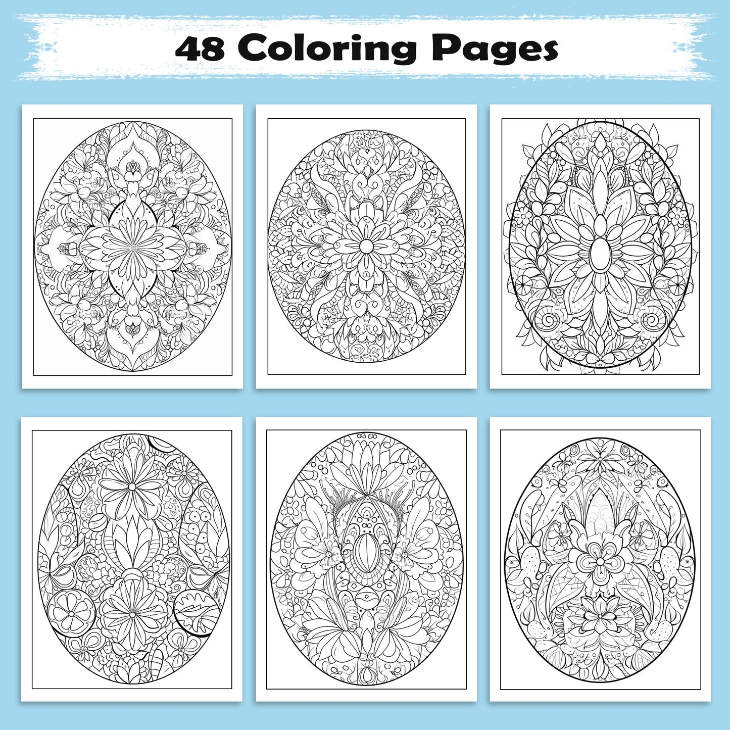 Easter Egg Mandala Coloring Pages – 48 Spring Designs for Adults