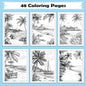 Tropical Shores of Hawaii Coloring Pages – 48 Beach Scenes and Island Life – For Adults
